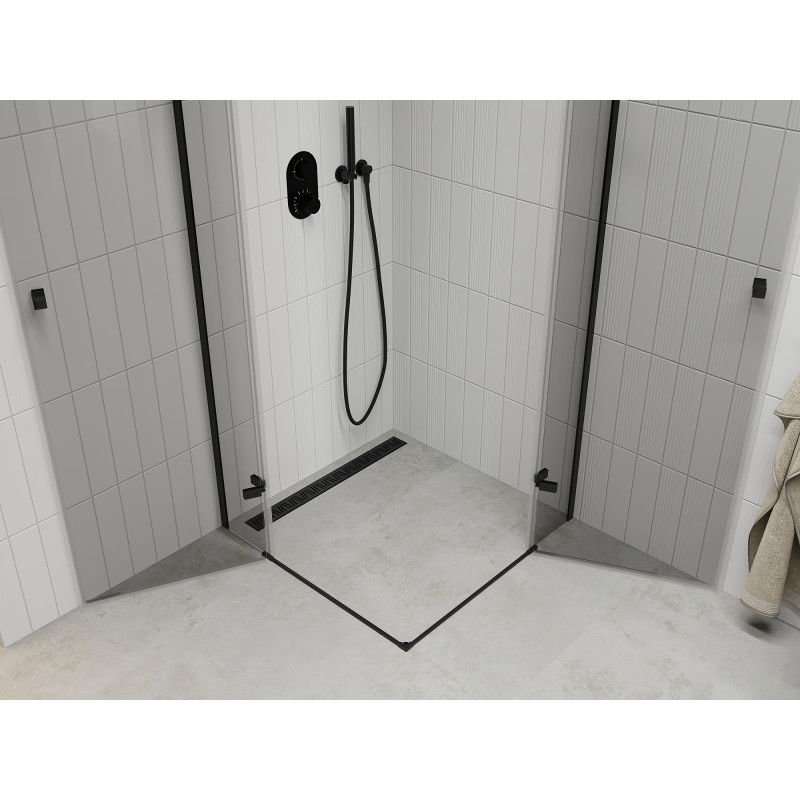 Mexen Roma Duo sprchová kabína výklopná 80 x 80 cm, transparentná, čierna - 854-080-080-70-00-02