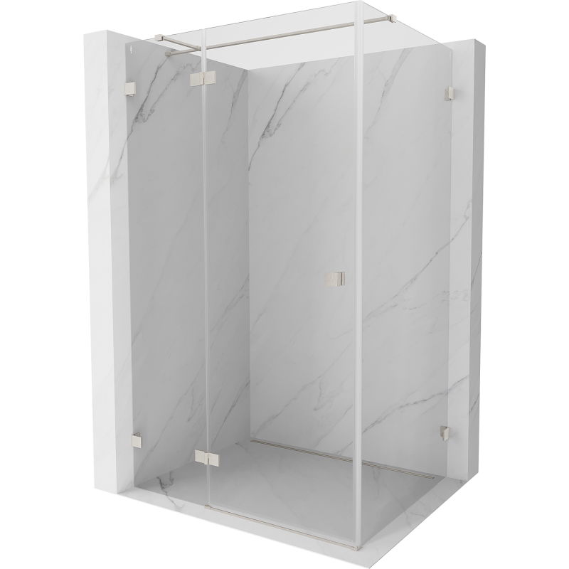Mexen Lunar T sprchový kút s ľavými otváracími dverami 110 x 80 cm, transparentný, brúsený nikel - 834T-110-080-97-00-L