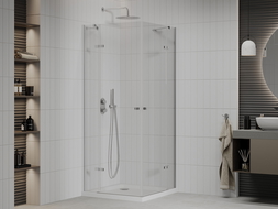 Mexen Roma Duo sprchová kabína, kyvné dvere 80 x 80 cm, transparentnéné, chrómová + závesný bidet Flat - 854-080-080-01-02-4010