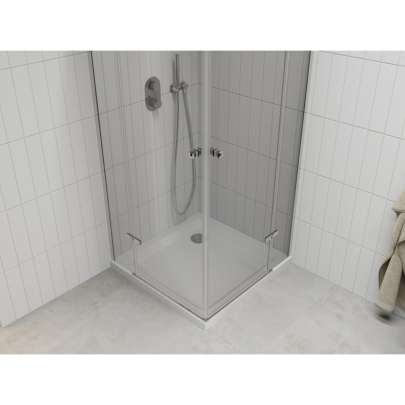 Mexen Roma Duo závesná sprchová kabína 90 x 90 cm, priehľadná, chróm + vanička Flat - 854-090-090-01-02-4010