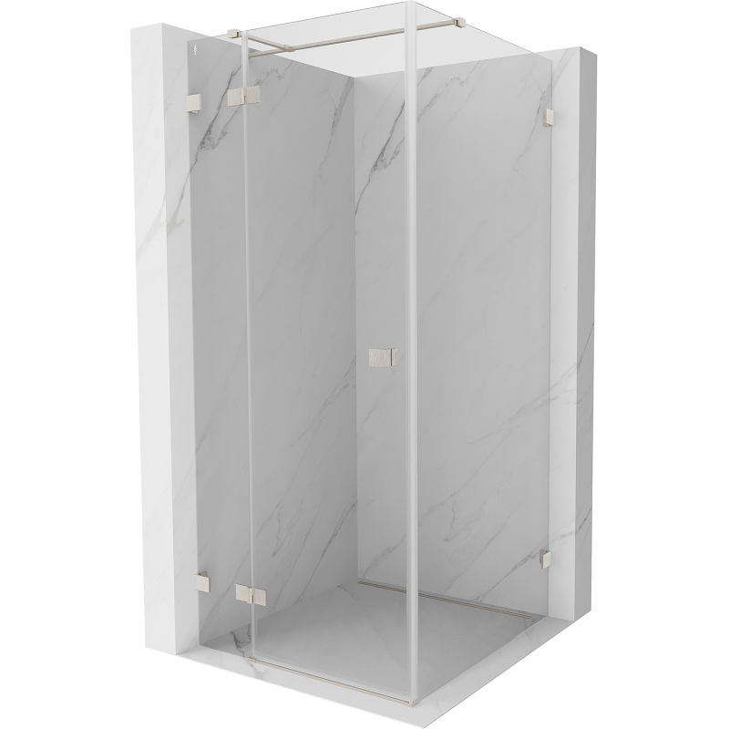 Mexen Lunar T sprchová kabína s ľavým otočným krídlom 120 x 120 cm, transparentná, brúsený nikel - 834T-120-120-97-00-L