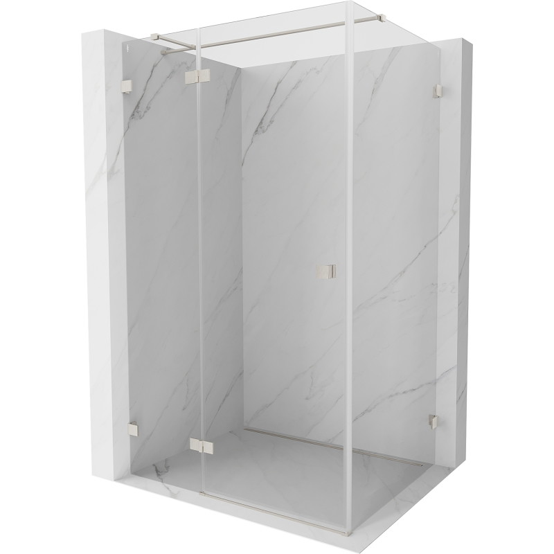 Mexen Lunar T sprchovací kút s otváracími dverami vľavo 130 x 120 cm, priehľadný, brúsený nikel - 834T-130-120-97-00-L