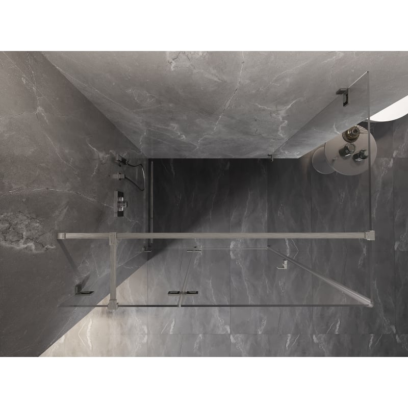 Mexen Lunar T sprchovací kút s otváracími dverami vľavo 130 x 120 cm, priehľadný, brúsený nikel - 834T-130-120-97-00-L