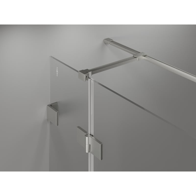Mexen Lunar T sprchovací kút s otváracími dverami vľavo 130 x 120 cm, priehľadný, brúsený nikel - 834T-130-120-97-00-L