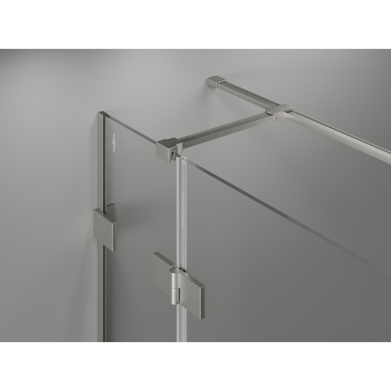 Mexen Lunar T sprchovací kút s otváracími dverami vľavo 130 x 120 cm, priehľadný, brúsený nikel - 834T-130-120-97-00-L