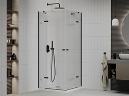 Mexen Roma Duo sprchová kabína, kyvné dvere 100 x 100 cm, transparentnéné, čierna + závesný bidet Flat - 854-100-100-70-02-4010B