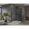 Mexen Omega posuvná sprchová kabína 100 x 100 cm, priehľadná, čierna + sprchová vanička Flat, biela - 825-100-100-70-00-4010B