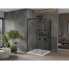 Mexen Omega posuvná sprchová kabína 100 x 100 cm, priehľadná, čierna + vanička Flat, biela - 825-100-100-70-00-4010B