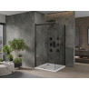 Mexen Omega posuvná sprchová kabína 100 x 100 cm, priehľadná, čierna + vanička Flat, biela - 825-100-100-70-00-4010B