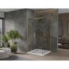 Mexen Omega posuvný sprchový kút 100 x 100 cm, priehľadný, zlatý + sprchová vanička Flat - 825-100-100-50-00-4010