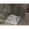 Mexen Omega posuvná sprchová kabína 100 x 100 cm, priehľadná, zlatá + sprchová vanička Flat - 825-100-100-50-00-4010