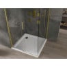 Mexen Omega posuvný sprchový kút 100 x 100 cm, priehľadný, zlatý + sprchová vanička Flat - 825-100-100-50-00-4010