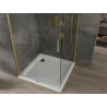 Mexen Omega posuvná sprchová kabína 100 x 100 cm, priehľadná, zlatá + sprchová vanička Flat - 825-100-100-50-00-4010