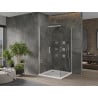 Mexen Omega sprchovací kút posuvný 100 x 100 cm, transparentný, chróm + vanička Flat - 825-100-100-01-00-4010