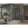 Mexen Omega sprchovací kút posuvný 100 x 100 cm, transparentný, chróm + vanička Flat - 825-100-100-01-00-4010