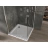 Mexen Omega sprchovací kút posuvný 100 x 100 cm, transparentný, chróm + vanička Flat - 825-100-100-01-00-4010