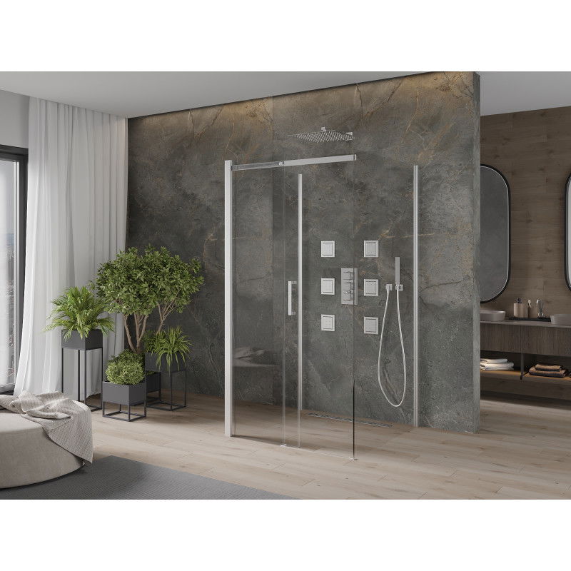 Mexen Omega-3S sprchový kút 3-stenový, posuvný 100 x 100 cm, transparentný, chróm - 825-100-100-01-00-3S