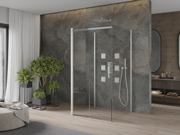 Mexen Omega-3S sprchový kút 3-stenový, posuvný 100 x 100 cm, transparentný, chróm - 825-100-100-01-00-3S