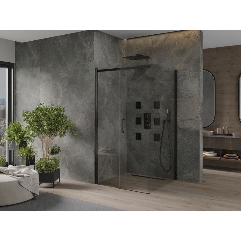 Mexen Omega posuvná sprchová kabína 100 x 100 cm, transparentná, čierna - 825-100-100-70-00