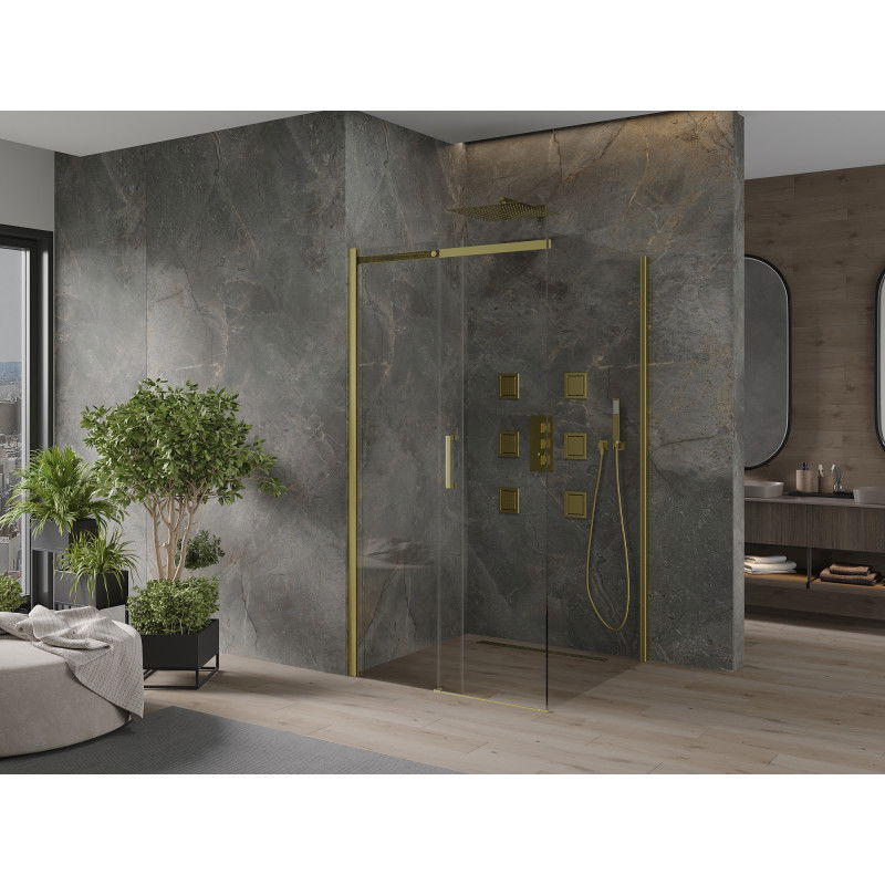 Mexen Omega posuvná sprchová kabína 100 x 100 cm, transparentná, zlatá - 825-100-100-50-00