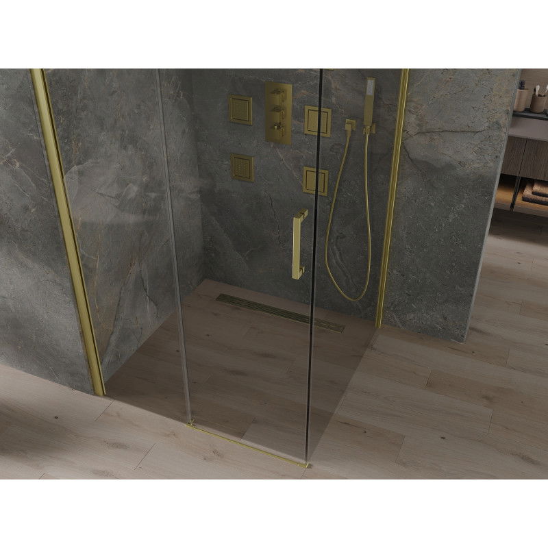Mexen Omega posuvná sprchová kabína 100 x 100 cm, transparentná, zlatá - 825-100-100-50-00