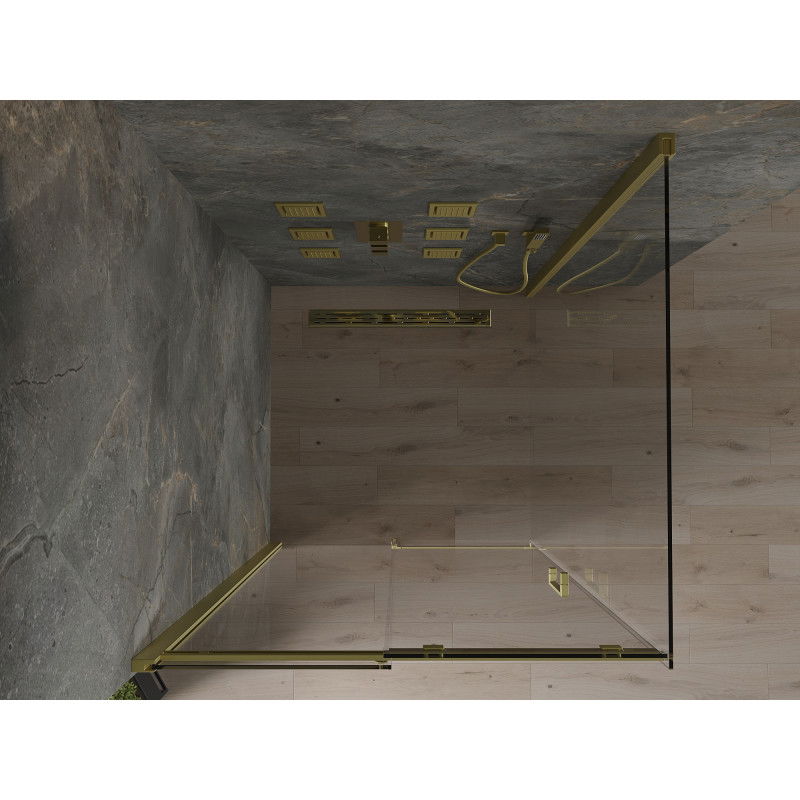 Mexen Omega posuvná sprchová kabína 100 x 100 cm, transparentná, zlatá - 825-100-100-50-00