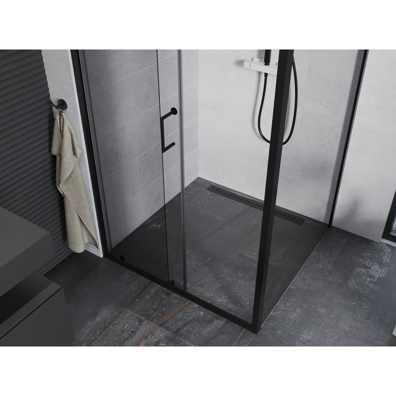 Mexen Apia posuvný sprchovací kút 90 x 90 cm, transparentný, čierny - 840-090-090-70-00