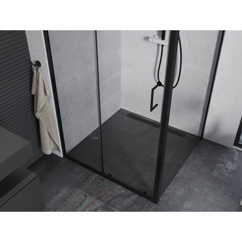 Mexen Apia posuvný sprchovací kút 90 x 90 cm, transparentný, čierny - 840-090-090-70-00