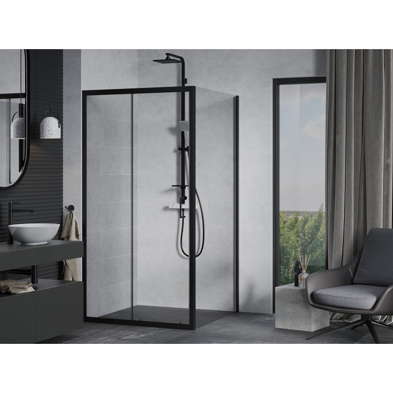 Mexen Apia posuvný sprchovací kút 90 x 90 cm, transparentný, čierny - 840-090-090-70-00