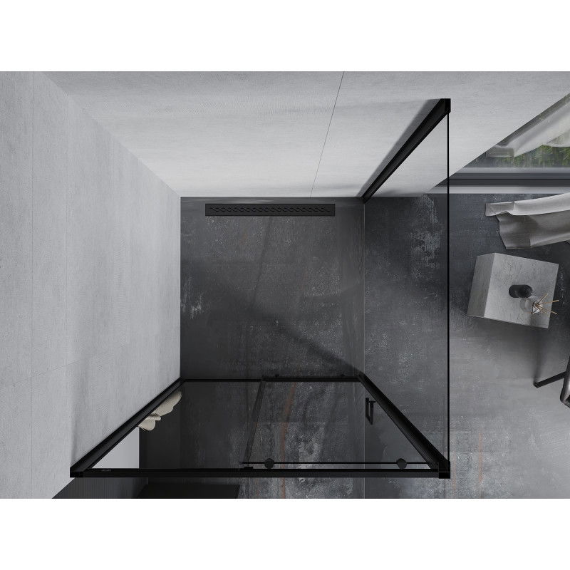 Mexen Apia sprchová kabína posuvná 90 x 90 cm, transparentná, čierna - 840-090-090-70-00