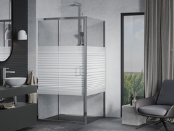 Mexen Apia sprchová kabína, posuvné dvere 90 x 90 cm, pruhy, chrómová - 840-090-090-01-20