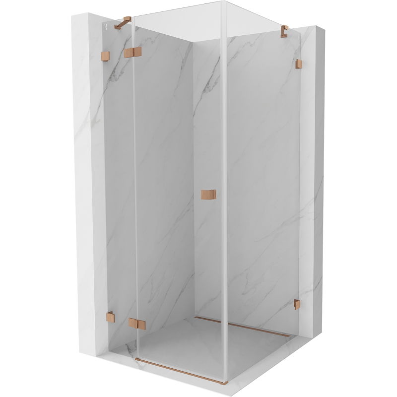 Mexen Lunar sprchová kabína s dverami otvárateľnými doľava 70 x 70 cm, transparentná, brúsená meď - 834-070-070-65-00-L