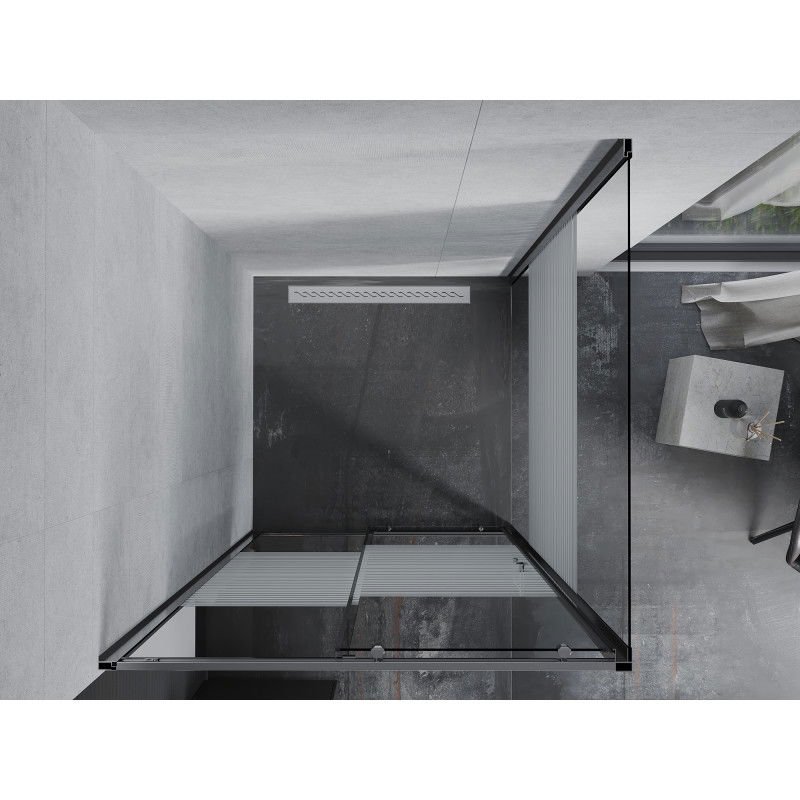 Mexen Apia posuvná sprchová kabína 90 x 90 cm, biele pruhy, chróm - 840-090-090-01-20