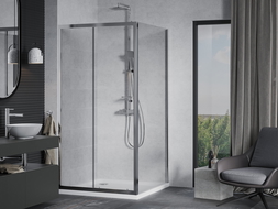 Mexen Apia posuvná sprchová kabína 90 x 90 cm, transparentná, chróm + vanička Flat - 840-090-090-01-00-4010