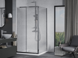 Mexen Apia sprchová kabína, posuvné dvere 90 x 90 cm, transparentnéné, chrómová + závesný bidet Flat - 840-090-090-01-00-4010