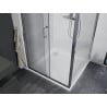 Mexen Apia sprchový kút posuvný 100 x 100 cm, transparentný, chróm + sprchová vanička Flat - 840-100-100-01-00-4010