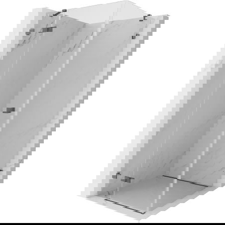 Mexen Lunar sprchový kút s pántovými dverami ľavý 90 x 90 cm, transparentný, gun gray brúsený - 834-090-090-66-00-L