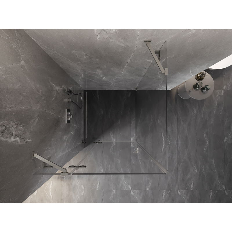 Mexen Lunar sprchová kabína s otočnými dverami ľavá 80 x 80 cm, číra, brúsený nikel - 834-080-080-97-00-L