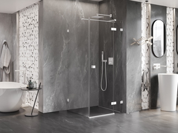 Mexen Lunar T sprchovací kút otvárací pravý 110 x 110 cm, transparentný, biela - 834T-110-110-20-00-P