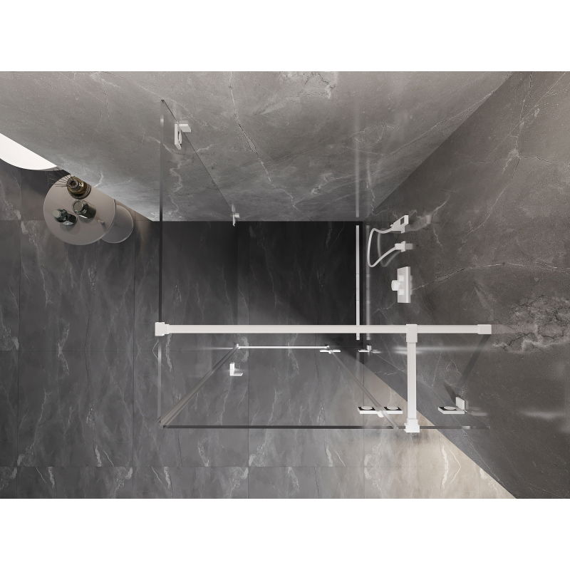 Mexen Lunar T sprchovací kút otočný pravý 120 x 120 cm, transparentný, biely - 834T-120-120-20-00-P