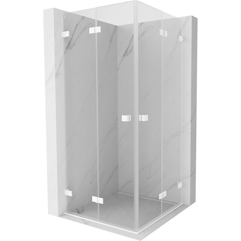 Mexen Lunar-F Duo skladací sprchovací kút 70 x 70 cm, transparentný, biely - 836-070L-070P-20-00