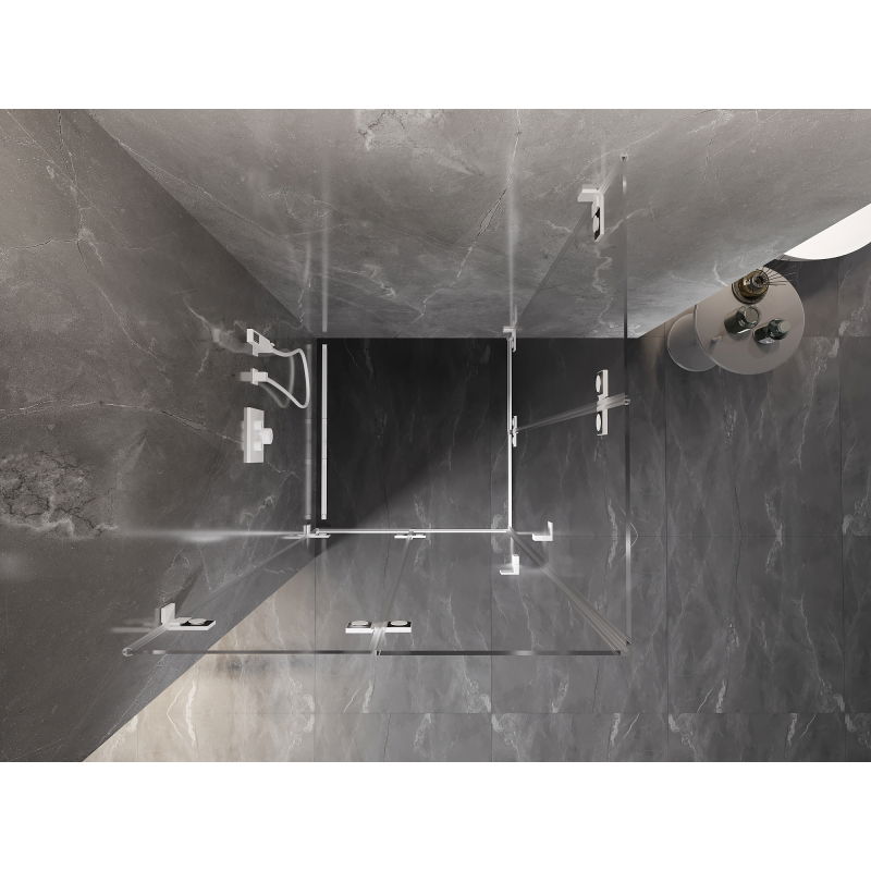 Mexen Lunar-F Duo skladacia sprchová kabína 70 x 70 cm, transparentná, biela - 836-070L-070P-20-00