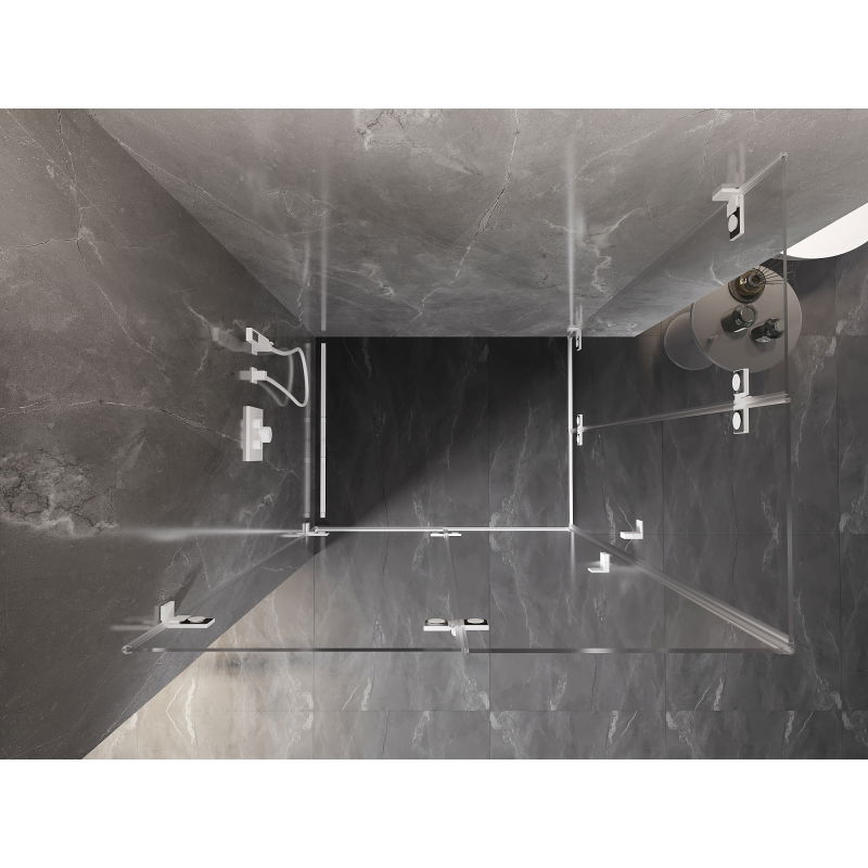 Mexen Lunar-F Duo skladacia sprchová kabína 100 x 90 cm, priehľadná, biela - 836-100L-090P-20-00