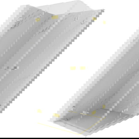 Mexen Lunar-F Duo skladací sprchovací kút 75 x 75 cm, transparentný, zlatý kartáčovaný - 836-075L-075P-55-00