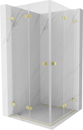 Mexen Lunar-F Duo skladací sprchovací kút 85 x 85 cm, transparentný, zlatý kartáčovaný - 836-085L-085P-55-00
