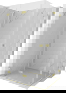 Mexen Lunar-F Duo sklápacia sprchová kabína 90 x 70 cm, transparentná, zlatá kartáčovaná - 836-090L-070P-55-00