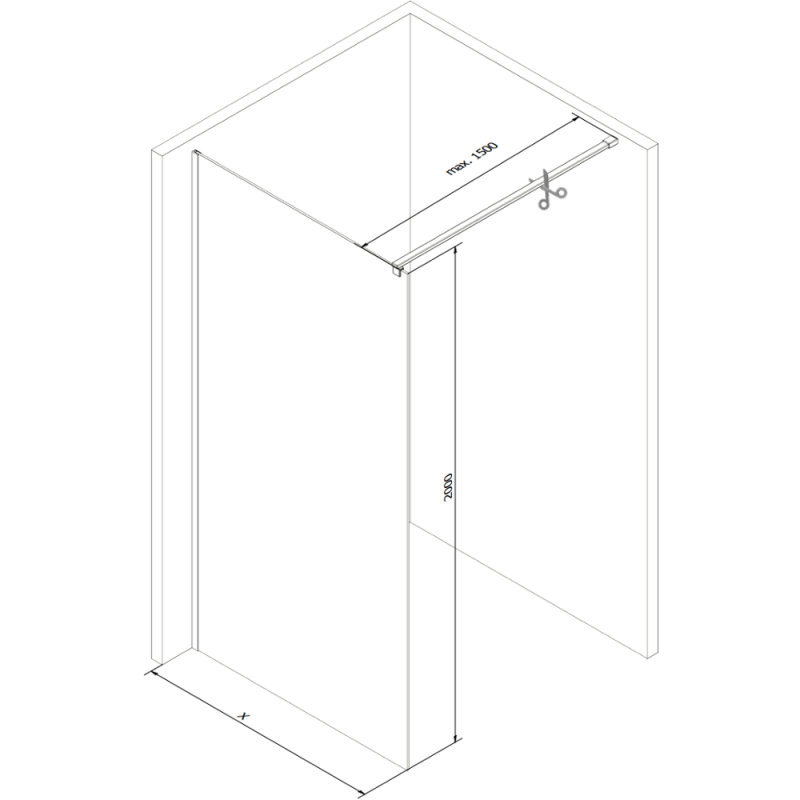 Mexen Kioto sprchová stena Walk-in 150 x 200 cm, priehľadná 8 mm, chróm - 800-150-101-01-00
