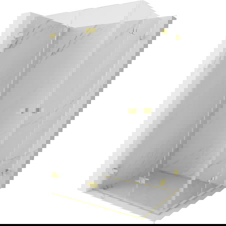 Mexen Lunar-F Duo skladacia sprchová kabína 100 x 85 cm, transparentná, zlatá kartáčovaná - 836-100L-085P-55-00