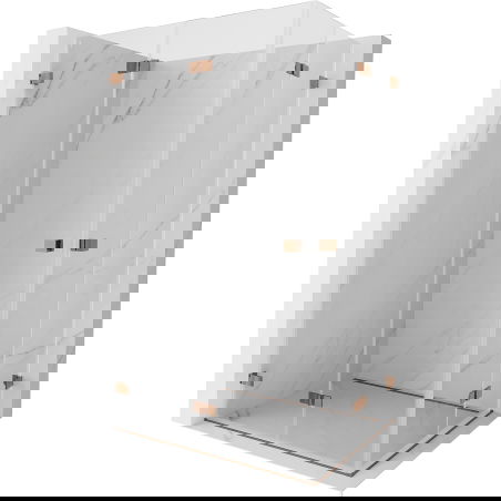 Mexen Lunar-F Duo skladacia sprchová kabína 85 x 80 cm, transparentná, ružové zlato - 836-085L-080P-60-00