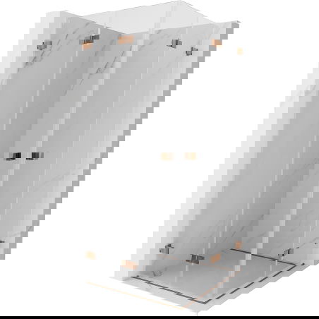 Mexen Lunar-F Duo rozkladacia sprchová kabína 100 x 100 cm, transparentná, ružové zlato - 836-100L-100P-60-00